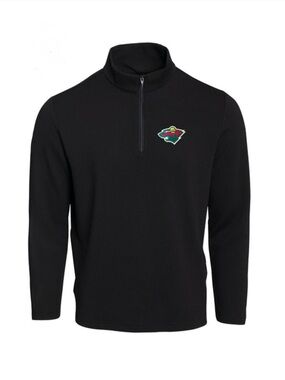 Minnesota Wild hockey Levelwear waffle sweater Heather black medium quarter zip